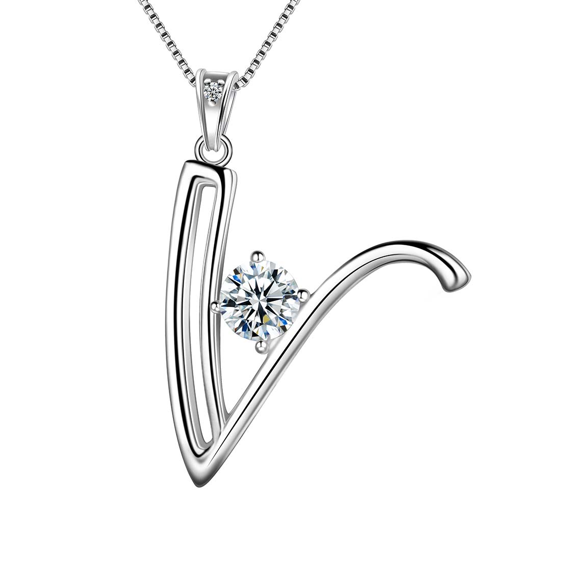 Tokyo Mart Women Initial V Letter Pendant Necklace Girl Name Jewelry Gift 925 Sterling Silver