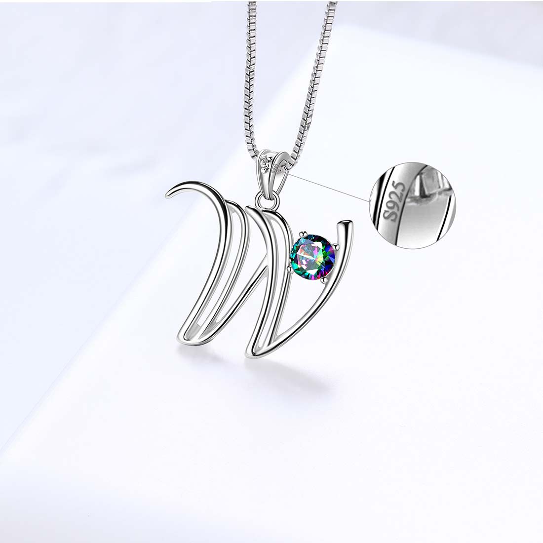 Tokyo Mart Women Initial W Letter Pendant Necklace Girl Name Jewelry Gift 925 Sterling Silver