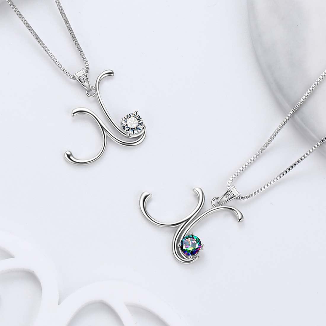 Tokyo Mart Women Initial X Letter Pendant Necklace Girl Name Jewelry Gift 925 Sterling Silver