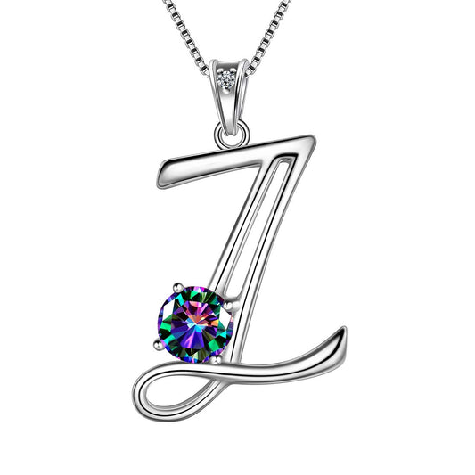 Tokyo Mart Women Initial Z Letter Pendant Necklace Girl Name Jewelry Gift 925 Sterling Silver