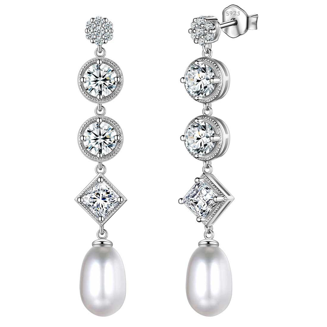 Tokyo Mart Women Pearl Dangle Earrings Girls Jewelry Sterling Silver