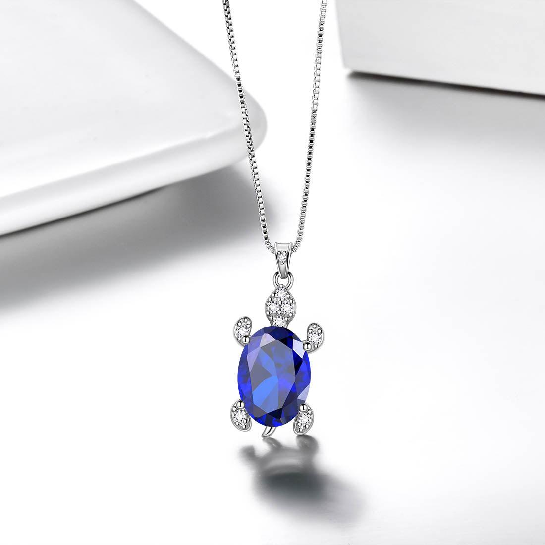 Tokyo Mart Women Turtle Pendant Necklaces Birthstone Girls Jewelry Birthday Gift Sterling Silver