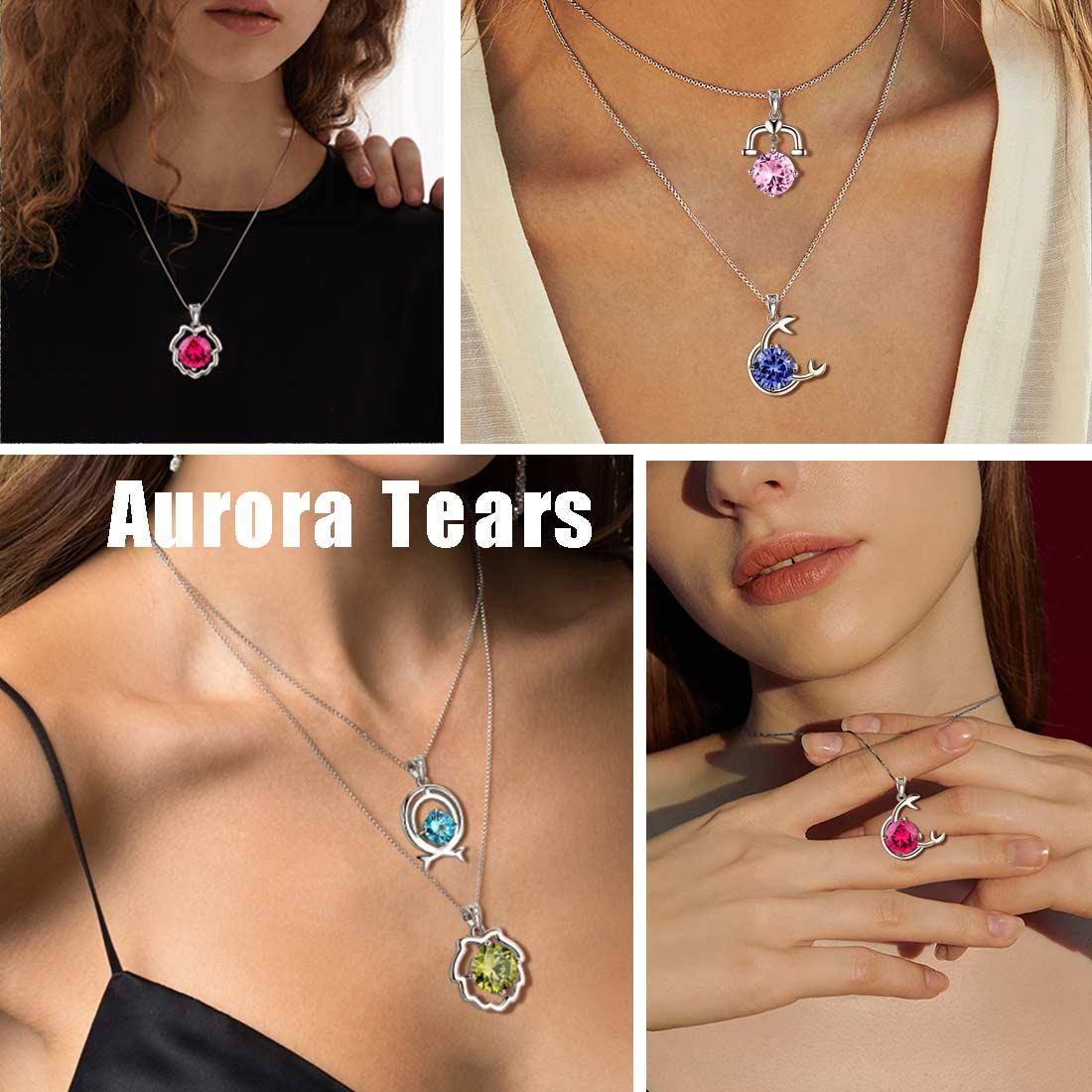 Tokyo Mart Zodiac Pisces Necklace March Birthstone Pendant Women Girls Jewelry Birthday Gift Women Girls Jewelry Birthday Gift