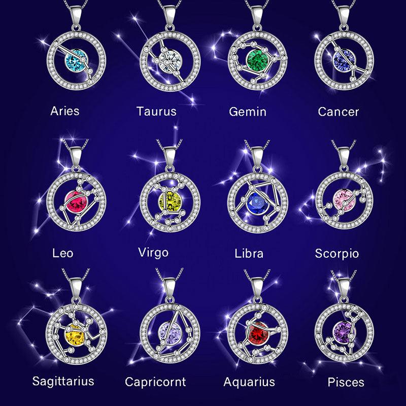 Tokyo Mart Zodiac Aquarius Necklace January Birthstone Pendant Jewelry Women Girls Birthday Gift